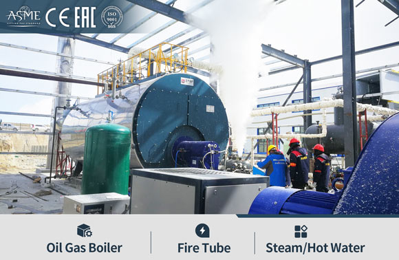 wns gas steam boiler, horizontal fire tube boiler, wet back boiler