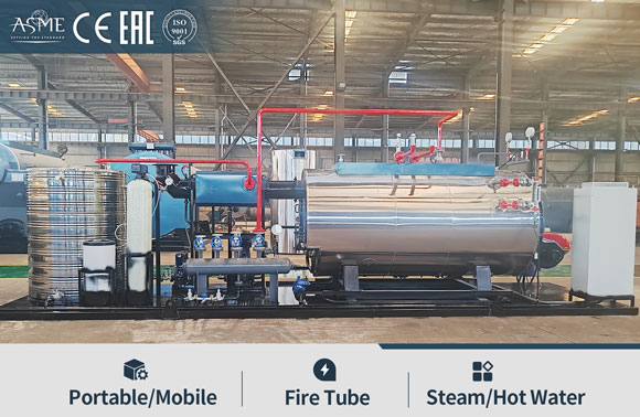 skid mounted steam boiler, mobile steam boiler