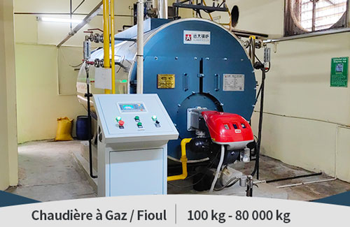 Chaudière horizontale à tubes de fumée à trois parcours 