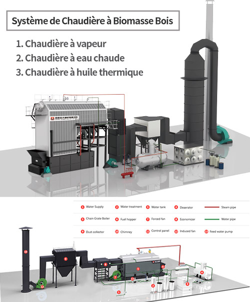 système de chaudière à biomasse