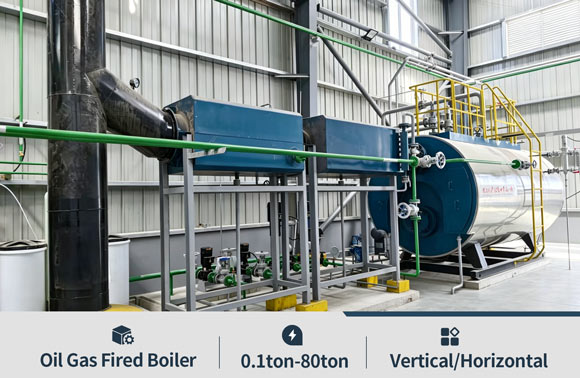 wns gas steam boiler, horizontal fire tube boiler, wet back boiler