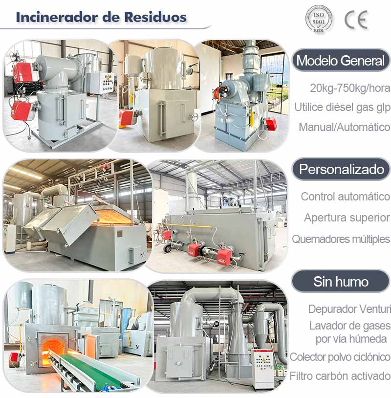 Incinerador de residuos médicos, incinerador hospitalario, incinerador sin humo